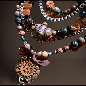 “A Beautiful Sunset” OOAK multi strand necklace by Susan A Ray
